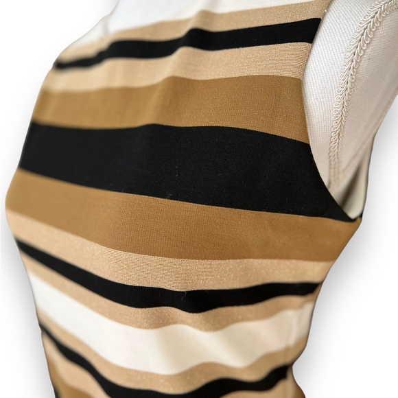 NWT Calvin Klein | Gold Sparkle Taupe and Black Body-con Sheath Dress Sz 4 - Picture 5 of 14